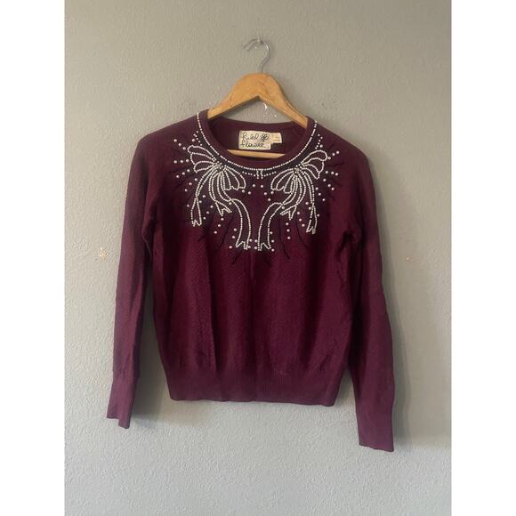 Anthropologie Pearled Pearl Bow Pullover Sweater‎ by Field Flower - Picture 4 of 7